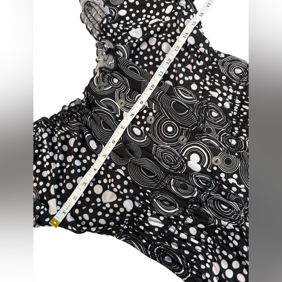Michael Tyler Babydoll Retro Y2K Style Black and White Geometric Circles- Small - Picture 3 of 7